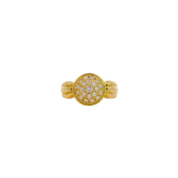 18K Yellow Gold 1980's .50ct Diamond Round Dome Ring Size 5.5