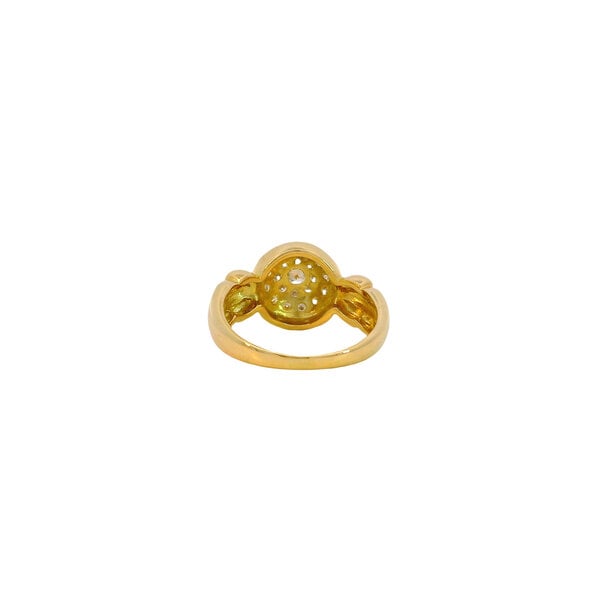 18K Yellow Gold 1980's .50ct Diamond Round Dome Ring Size 5.5