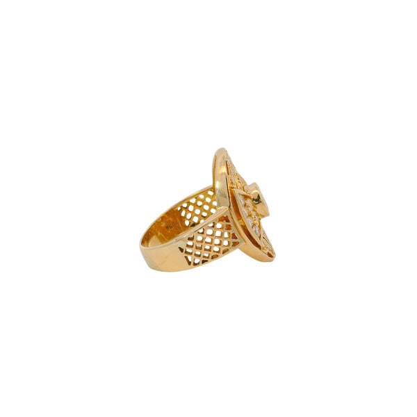 18K Yellow Gold Estate 1.25ct Diamond Art Deco Inspired Oval Cocktail Ring Size 6.75
