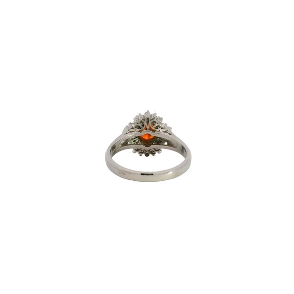 Platinum 1960's .46ct Oval Australian Opal & .48ct Diamond Halo Ring Size 6.25