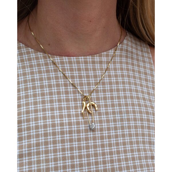 14K Yellow Gold Estate 27mm Italian Horn Charm