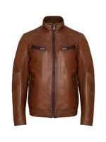 Regency By Lamarque Collection GUNNAR Contrast Piping Leather Jacket