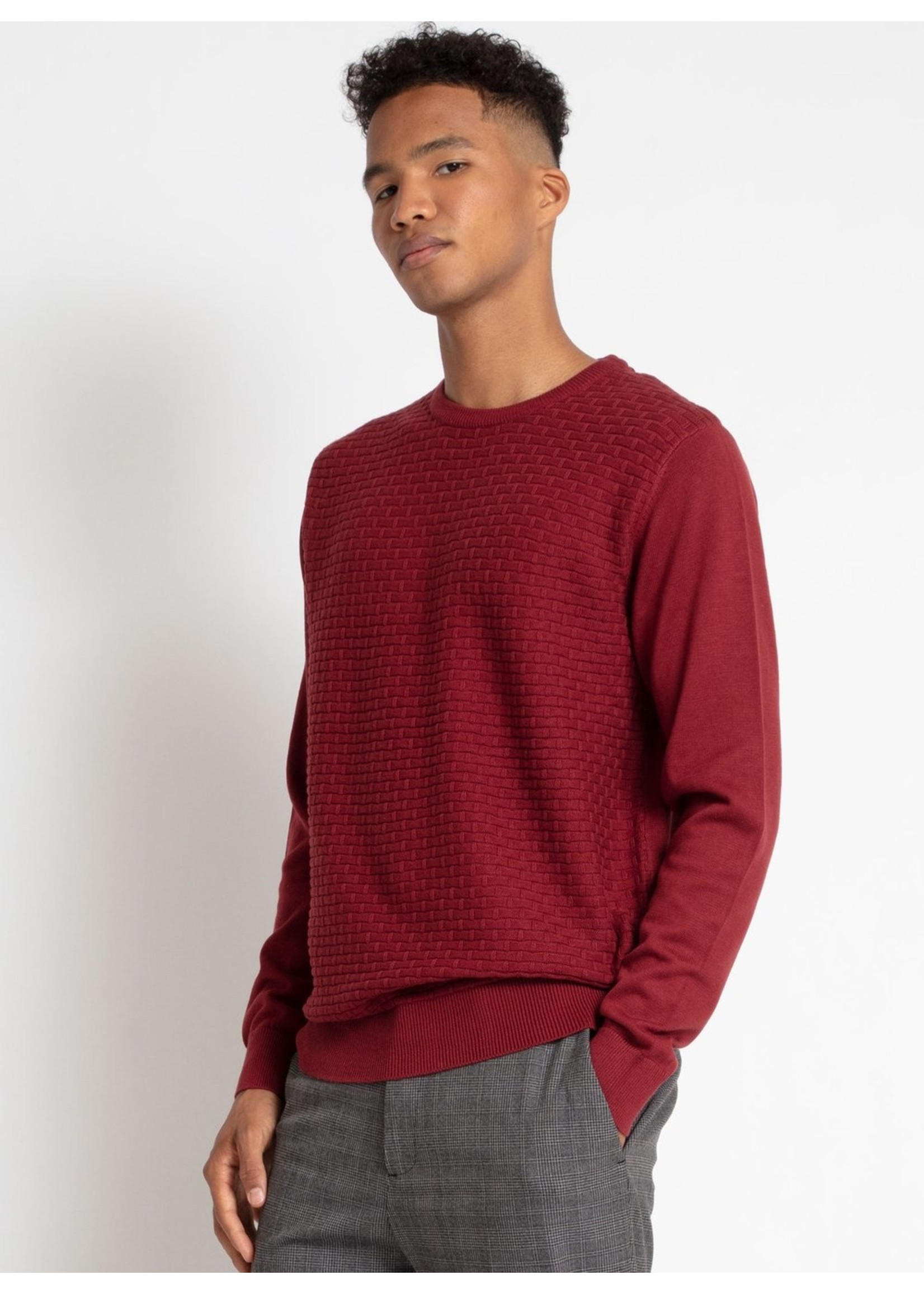 Point Zero Brick Stitch Crew-Neck Sweater - Trinos Menswear