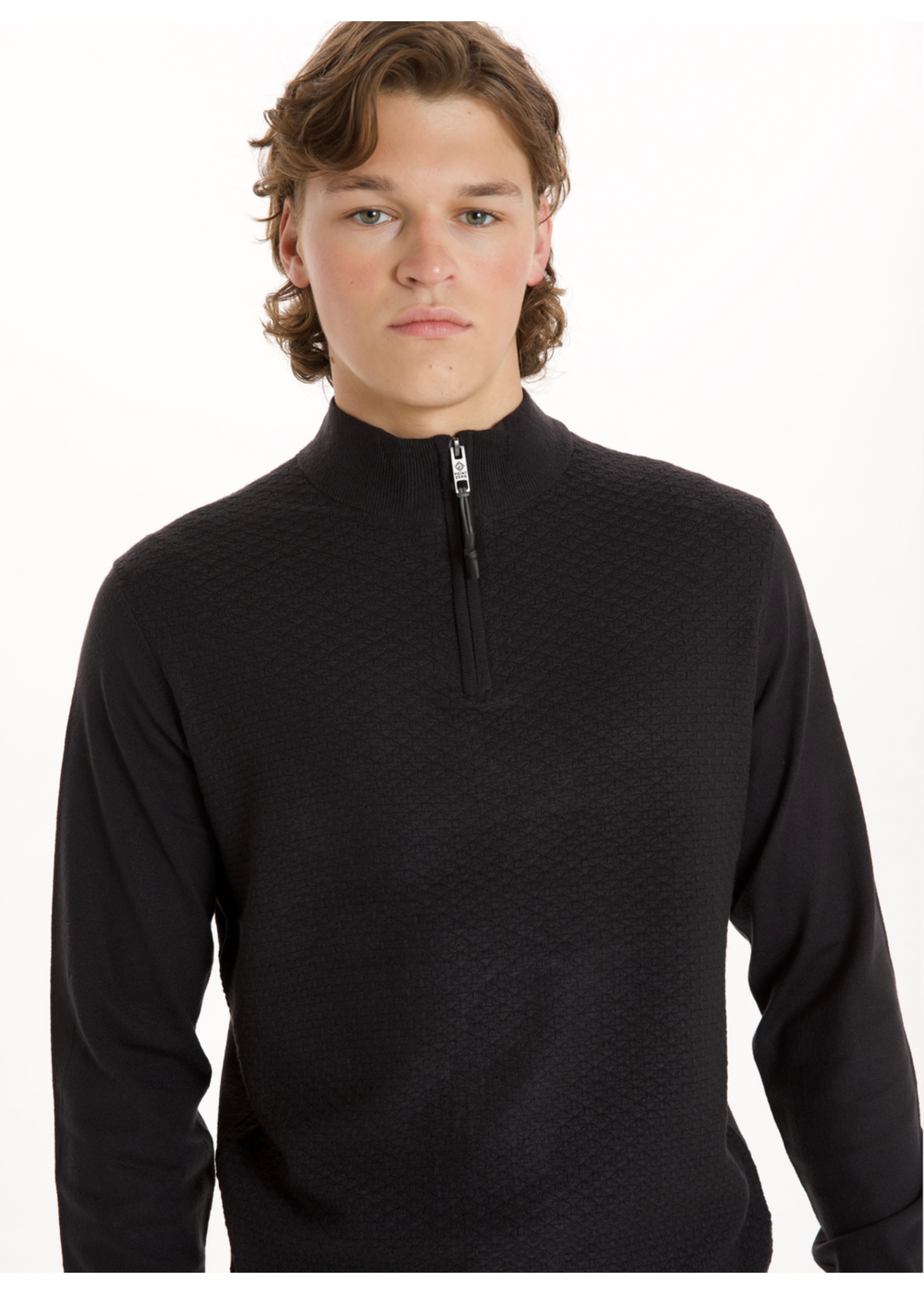 Point Zero 7363492 Mock Zip  PZero Sweater Black