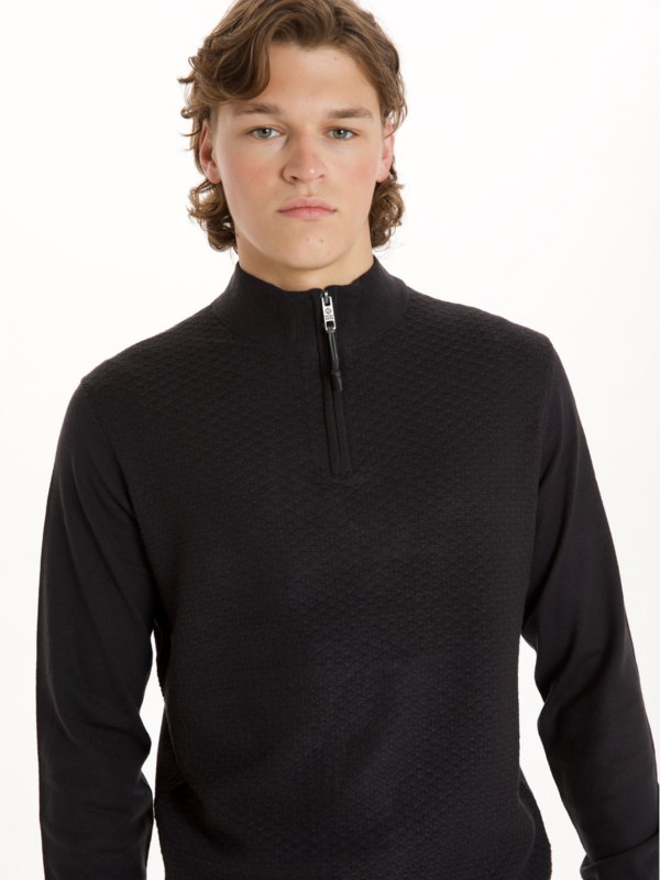 Point Zero 7363492 Mock Zip  PZero Sweater Black