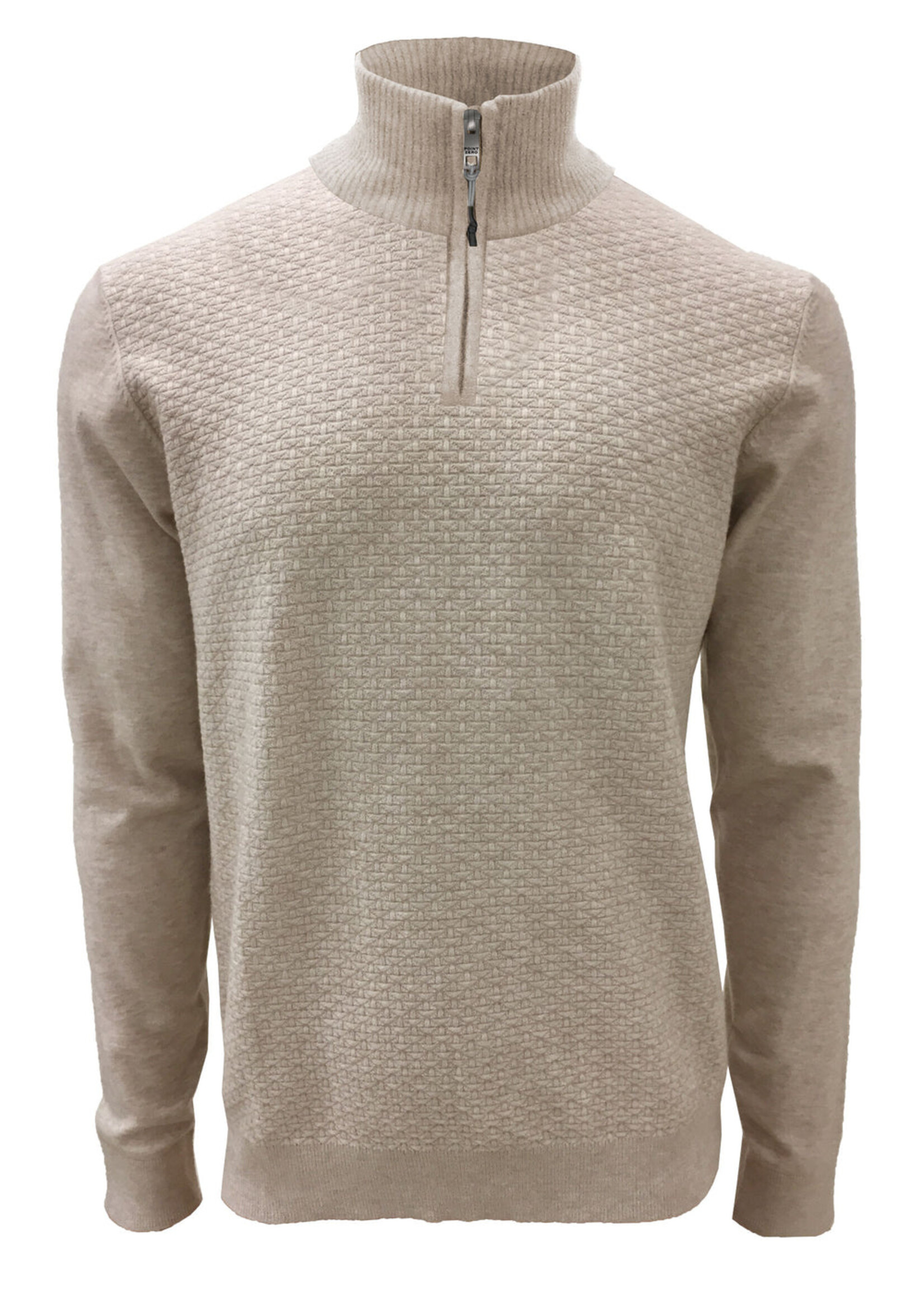 Point Zero 7363492 Mock Zip  PZero Sweater Beige