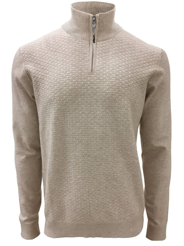 Point Zero 7363492 Mock Zip  PZero Sweater Beige