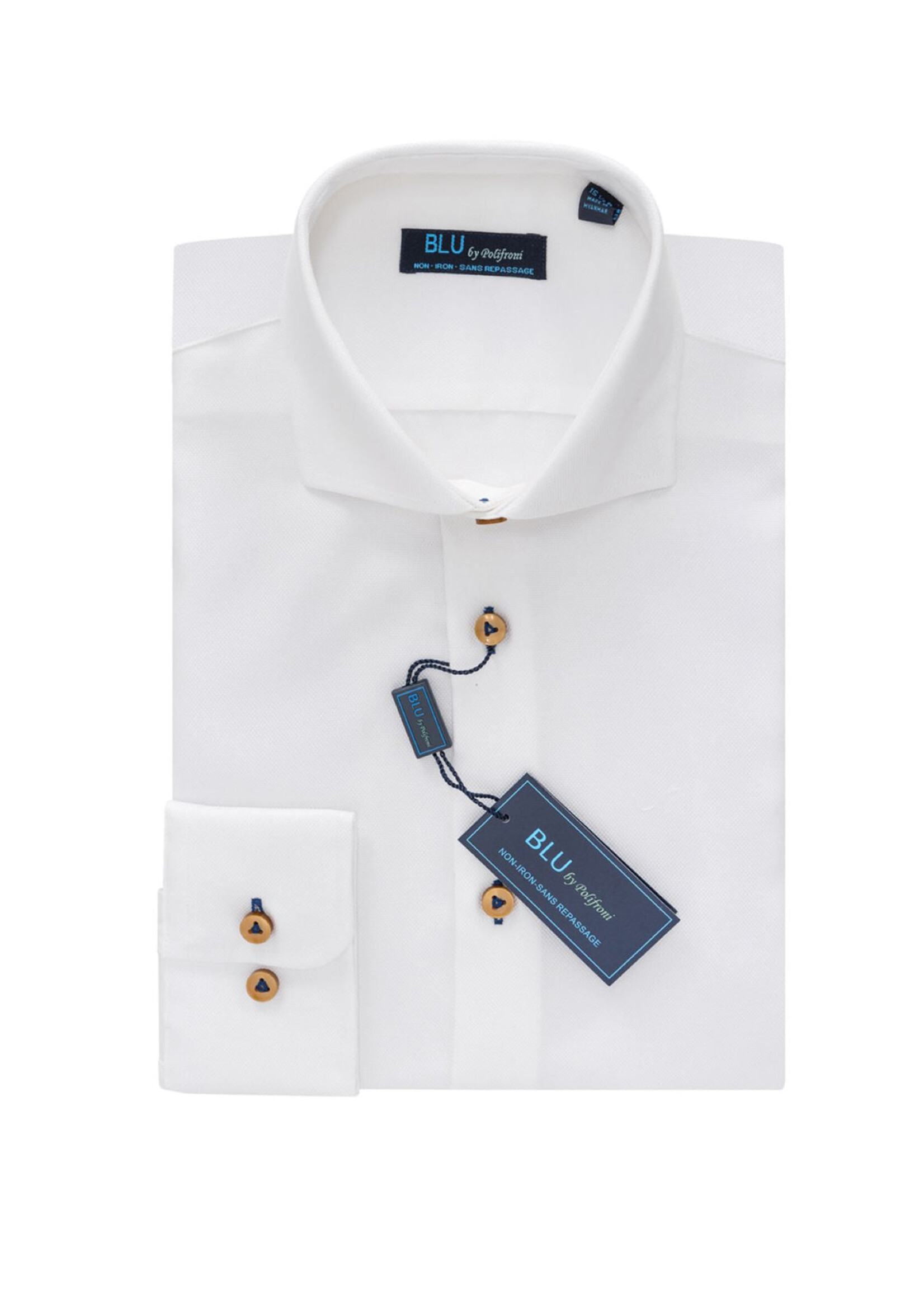 Blu Polifroni G2452205 Blu Dress Shirt Brown Buttons (21)