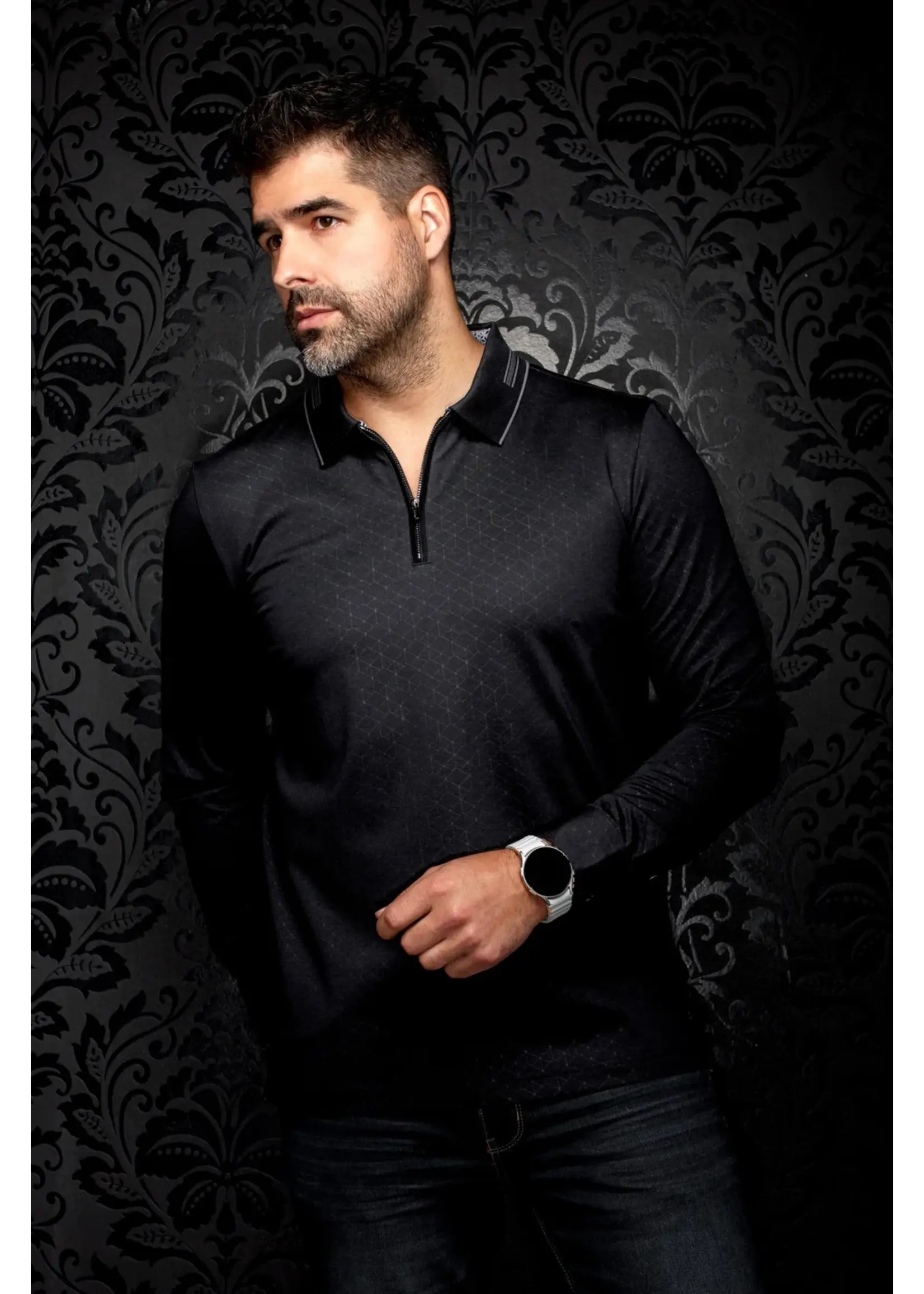 Au Noir Au Noir LS Zip Polo AVENOR