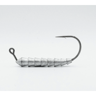 Unlike traditional swimbait jig heads, TUSH has the weight centered within  the swimbait providing a more compact design, more side-to-sid