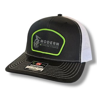 Modern Outdoor Apparel Black/White Back Richardson MOT Hat Green Outline White Letters