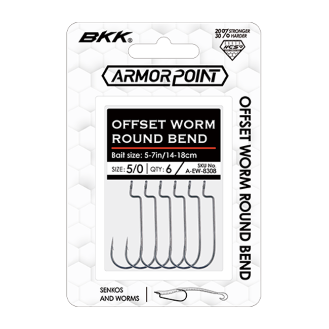 BKK BKK Offset Worm Wide Gap, 5/0 Super Slide 6pk