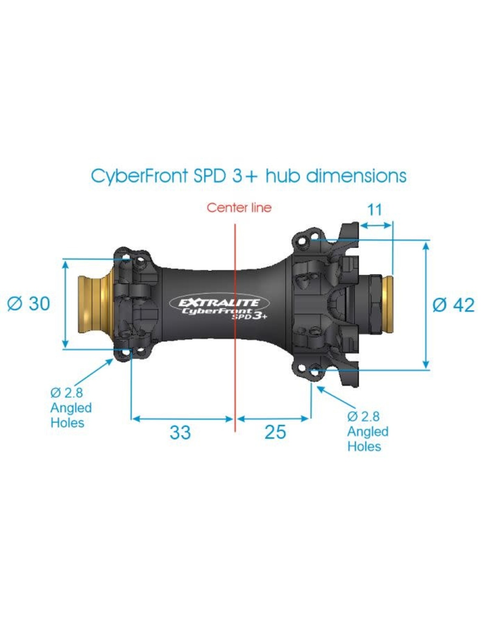Extralite Racing Products Extralite CyberFront SPD-3+ Road Disc Hub