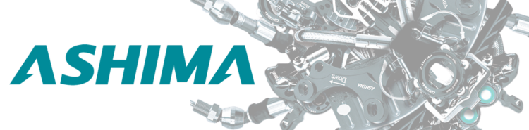Ashima lightweight disc rotors and brake components banner with logo