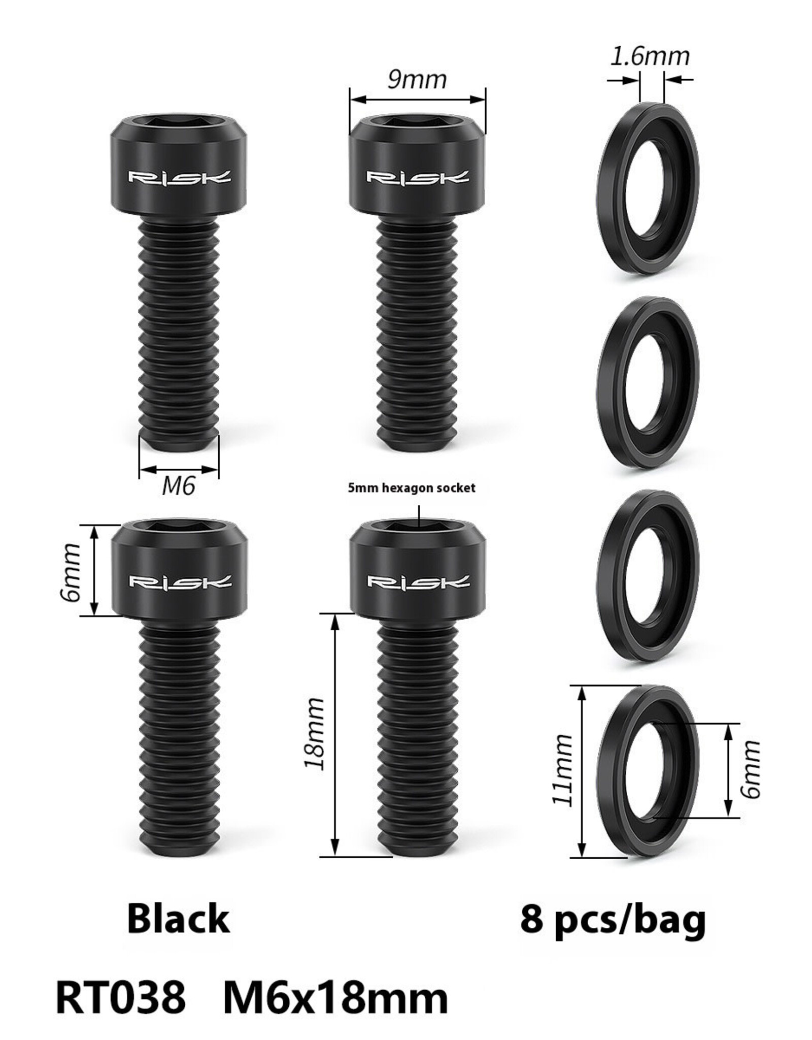 Risk Parts Risk Titanium Hydraulic Brake Caliper Bolt / Washer RT-038
