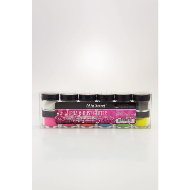 Mia Secret Mia Secret - Nail Art Powder - Alpha & Dust Glitter - 12 count