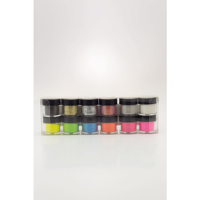 Mia Secret - Nail Art Powder - Alpha & Dust Glitter - 12 count