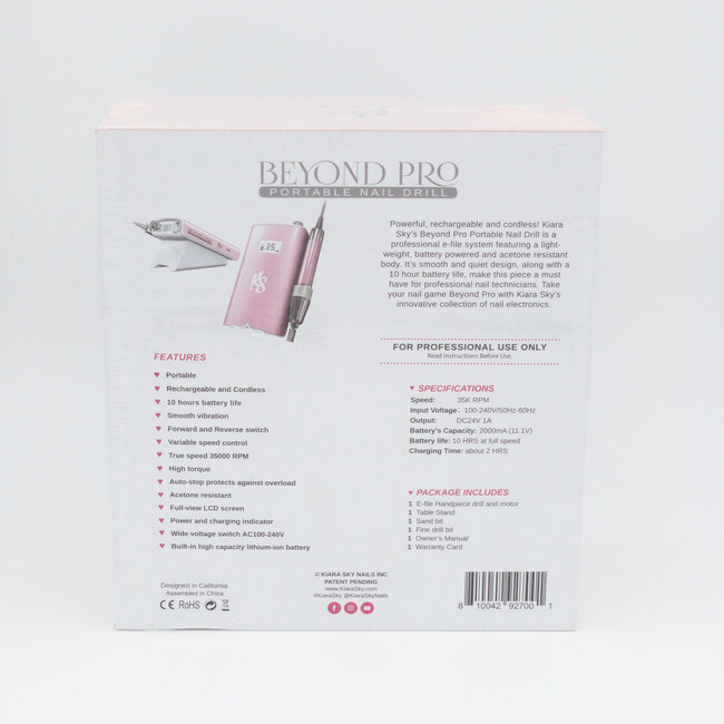 Kiara Sky - Beyond Pro Portable Nail e-File Drill - Pink