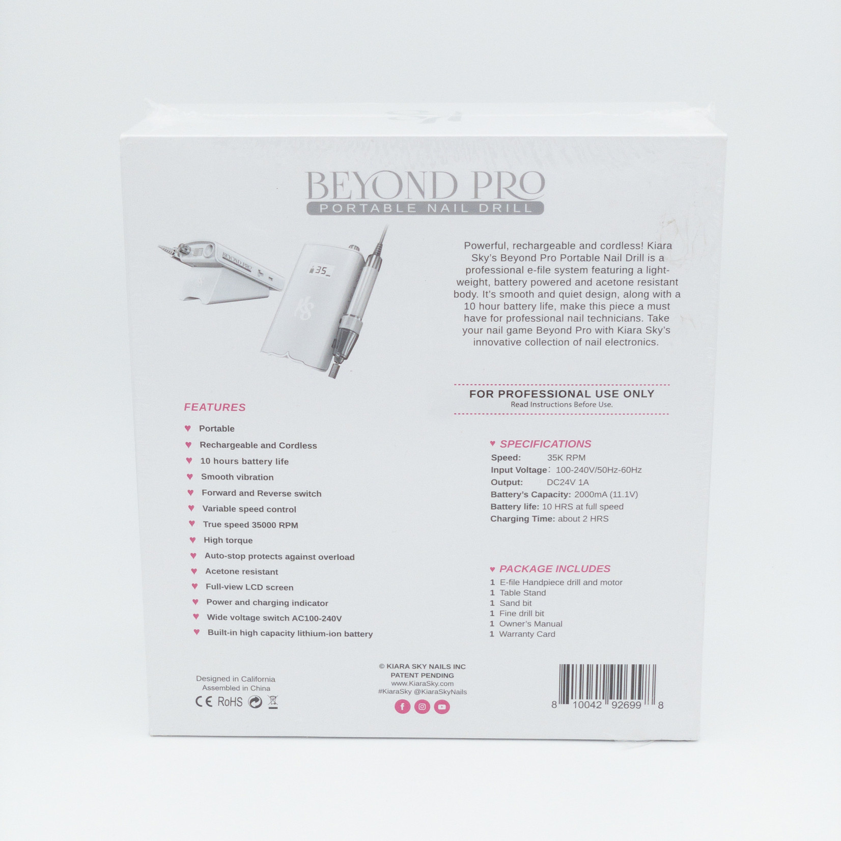 Kiara Sky Beyond Pro Portable Nail Drill White The Studio Nail