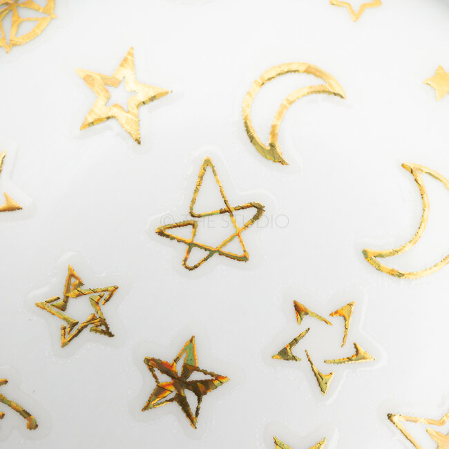 Heart Moon Stars Sticker - Gold - 432