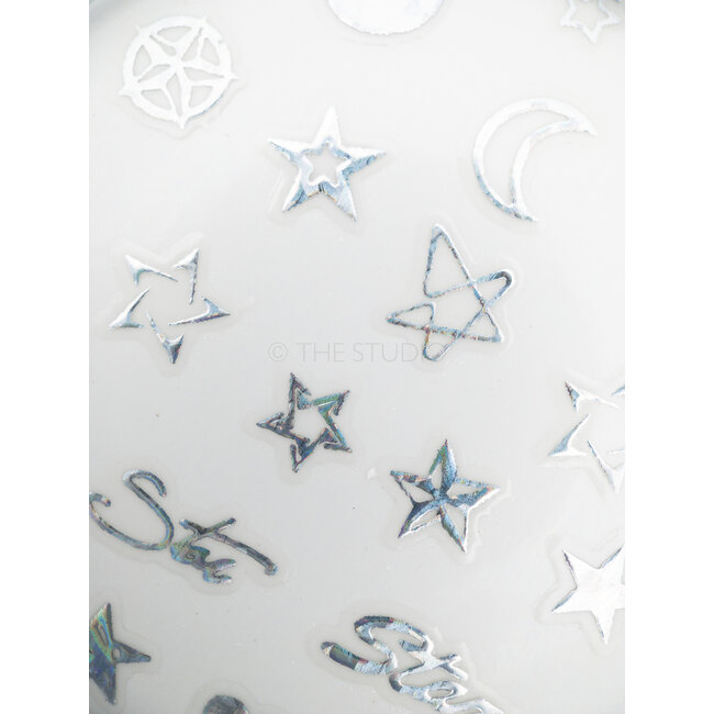 Heart Moon Stars Sticker - Silver - 432