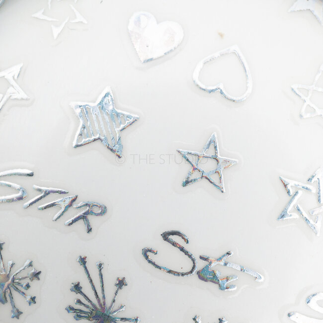 Heart Moon Stars Sticker - Silver - 432
