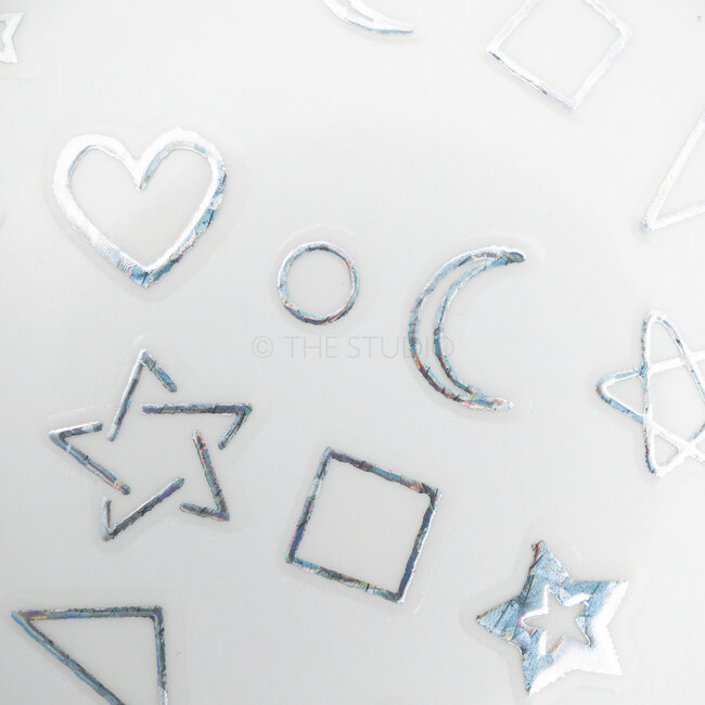 Heart Moon Stars Sticker - Silver - 438
