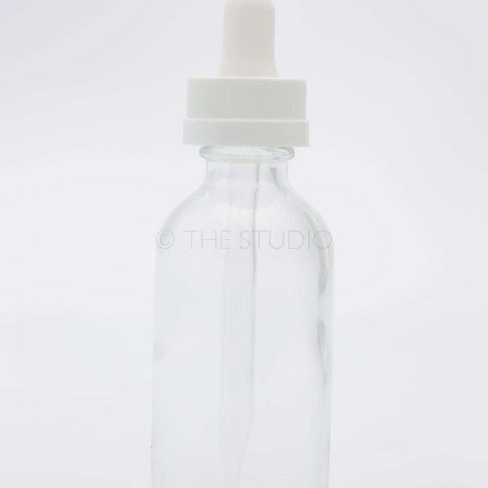Glass Dropper Bottle - Clear - 3 oz (White Top)