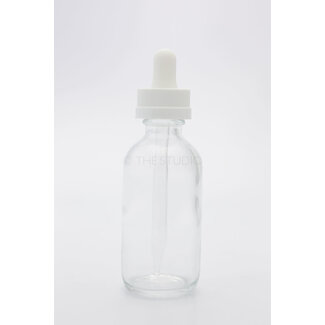 Glass Dropper Bottle - Clear - 3 oz (White Top)