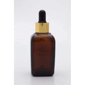 Berkeley Glass Dropper Bottle - French Square - Amber Brown - 1.4 oz