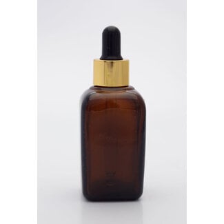 Glass Dropper Bottle - French Square - Amber Brown - 1.4 oz