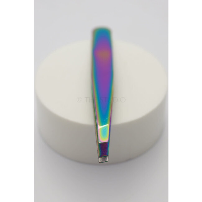 Satin Edge - Slant Tip Titanium Tweezers - Neo Chrome
