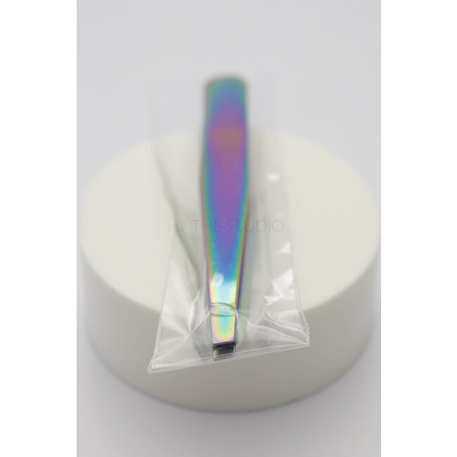 Satin Edge - Slant Tip Titanium Tweezers - Neo Chrome