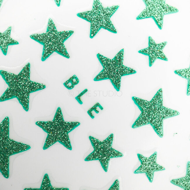 Stars Sticker - Green - 3D Nail