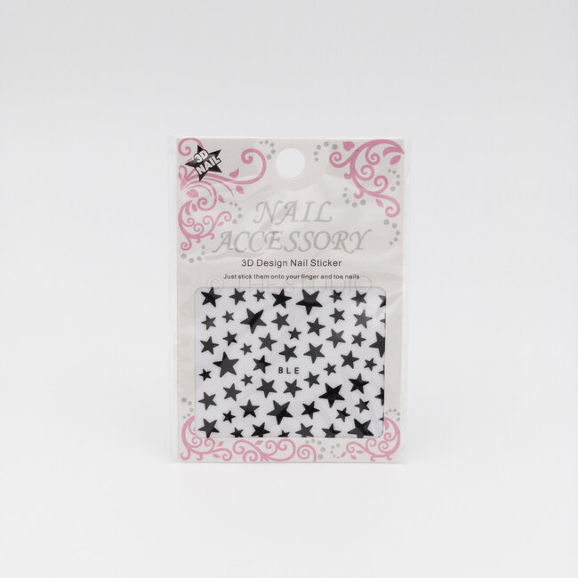 Stars Sticker - Black - 3D Nail
