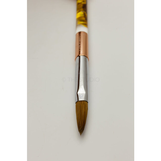 The Studio - Kolinsky Acrylic Brush - Rose Gold - Gold Hearts -