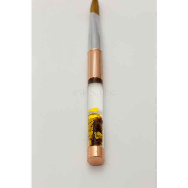 The Studio - Kolinsky Acrylic Brush - Rose Gold - Gold Hearts -