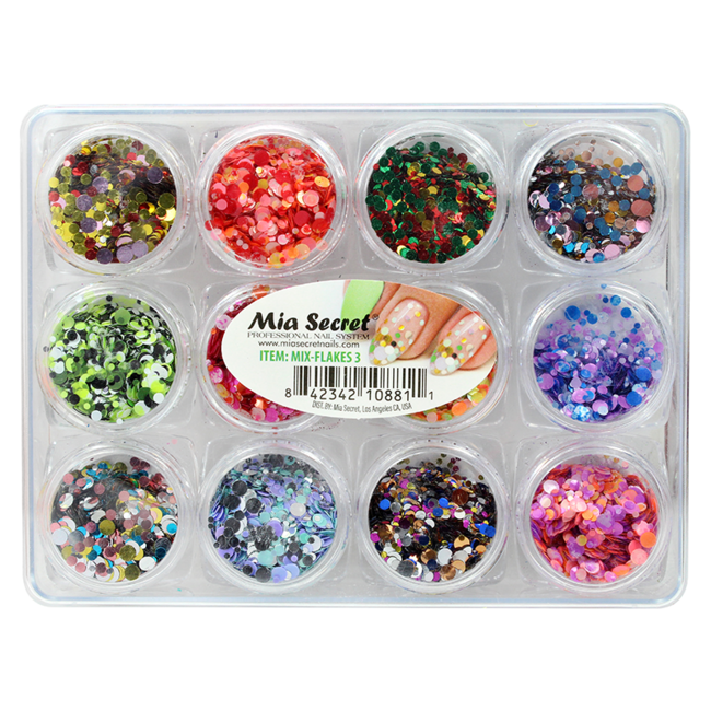 Mia Secret - Nail Art Mix Flakes 3 - 12 ct