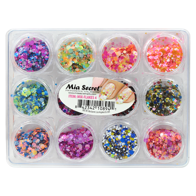 Mia Secret - Nail Art Mix Flakes 4 - 12 ct