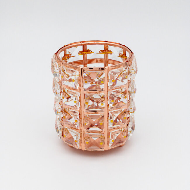The Studio The Studio - Circle Brush Holder w/ Square Crystal - Rose Gold