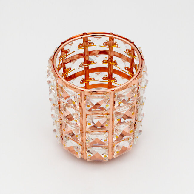 The Studio - Circle Brush Holder w/ Square Crystal - Rose Gold