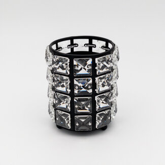 The Studio The Studio - Circle Brush Holder w/ Square Crystal - Black