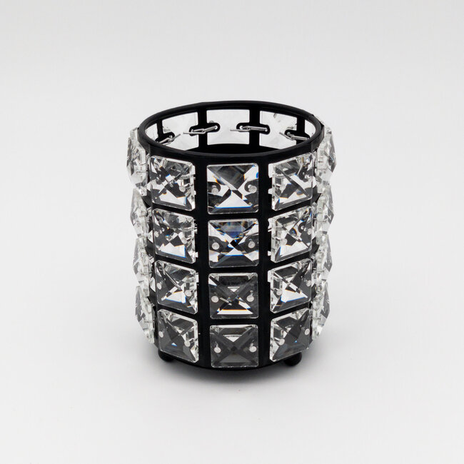 The Studio - Circle Brush Holder w/ Square Crystal - Black