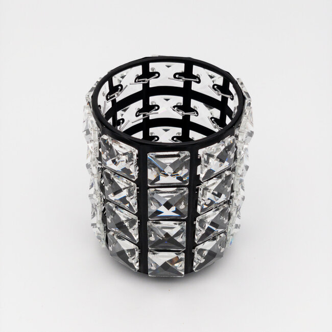 The Studio - Circle Brush Holder w/ Square Crystal - Black