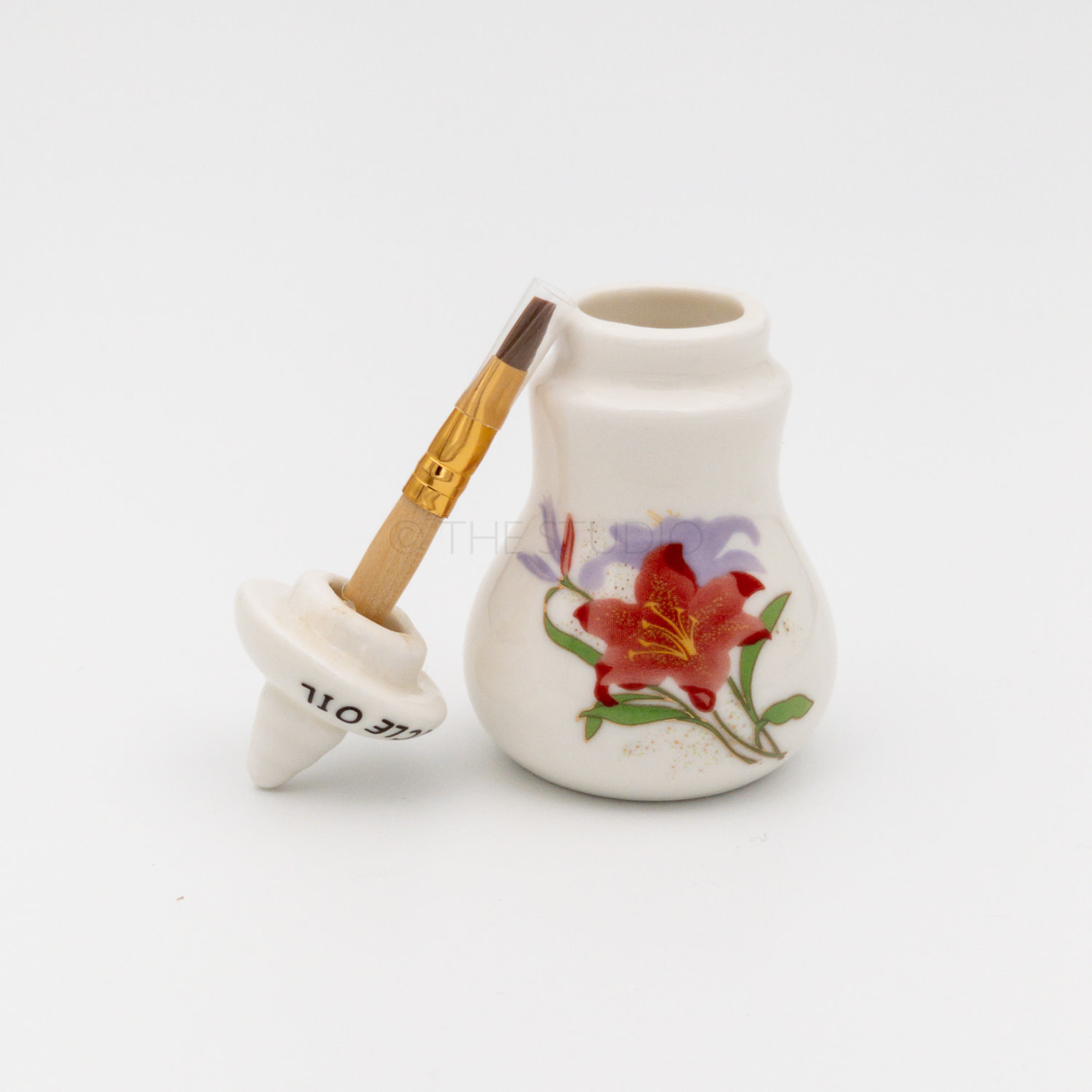 DL - Cuticle Oil Jar with Brush - Small Ceramic