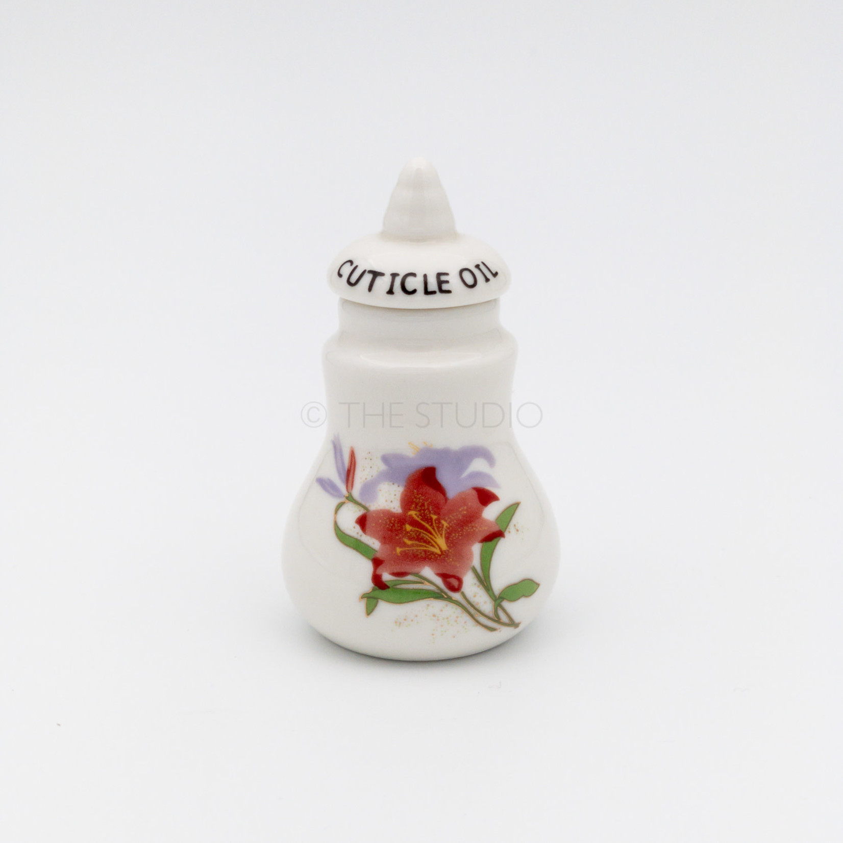DL - Cuticle Oil Jar with Brush - Small Ceramic