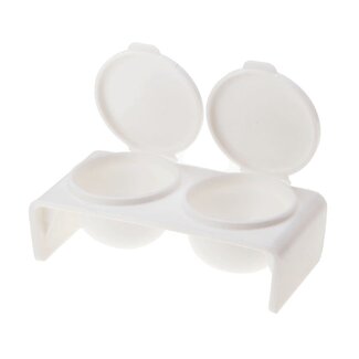 Plastic Double Dappen Dish - White - DL C207