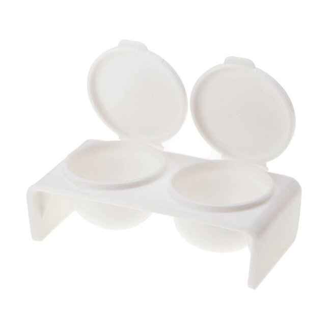 Plastic Double Dappen Dish - White - DL C207