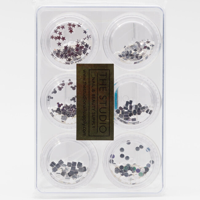 The Studio - Art Pack #112_230 - Assorted Silver Confetti - 6 pcs