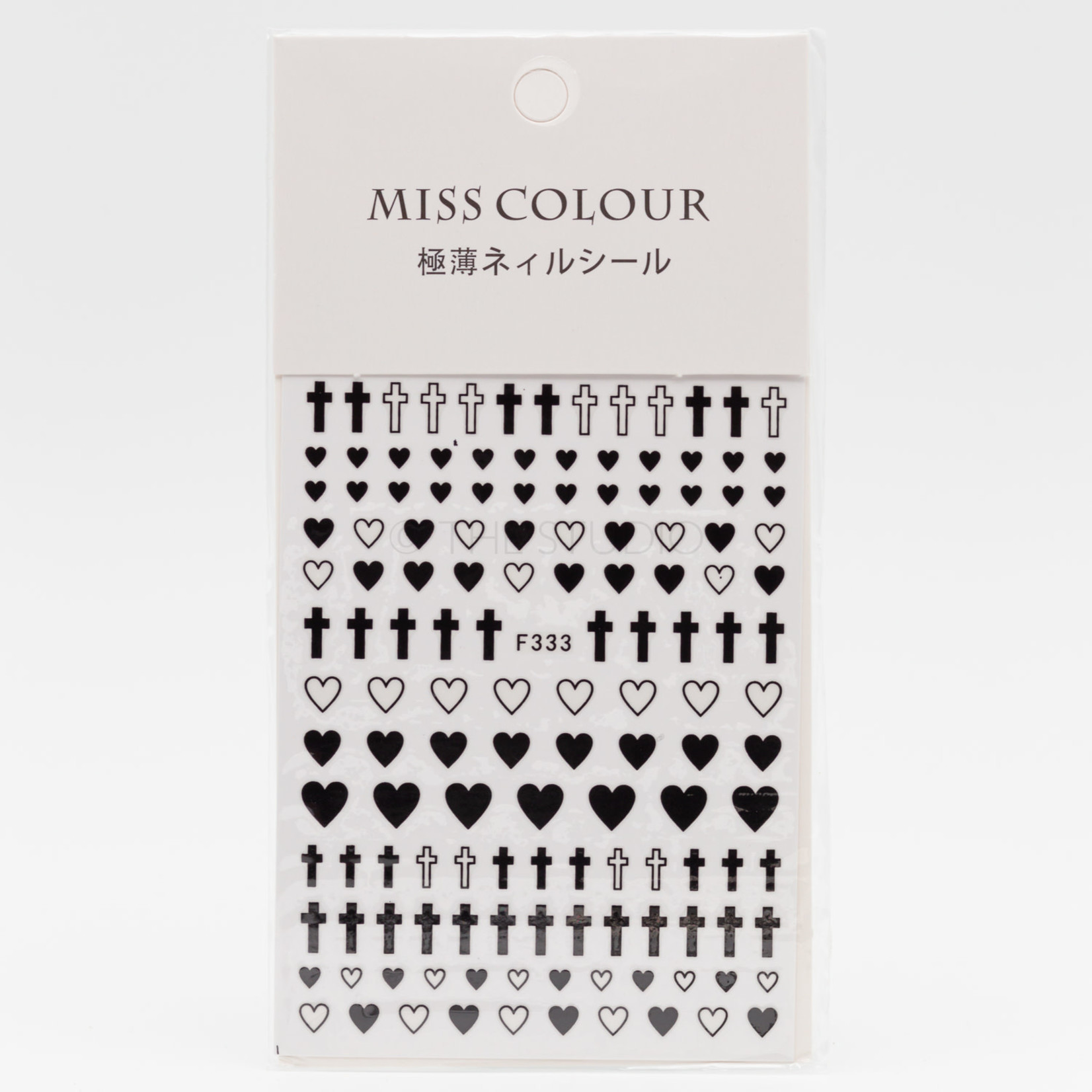 Miss Colour - Black Cross Hearts Decal - F333